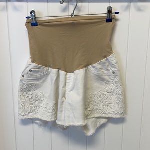 White maternity shorts
